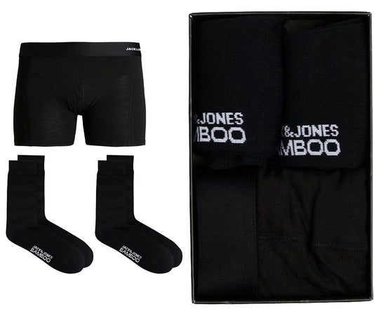 3 Pack Gift Box Jack and Jones Mens Rich Cotton Stretch Underwear & Socks Set