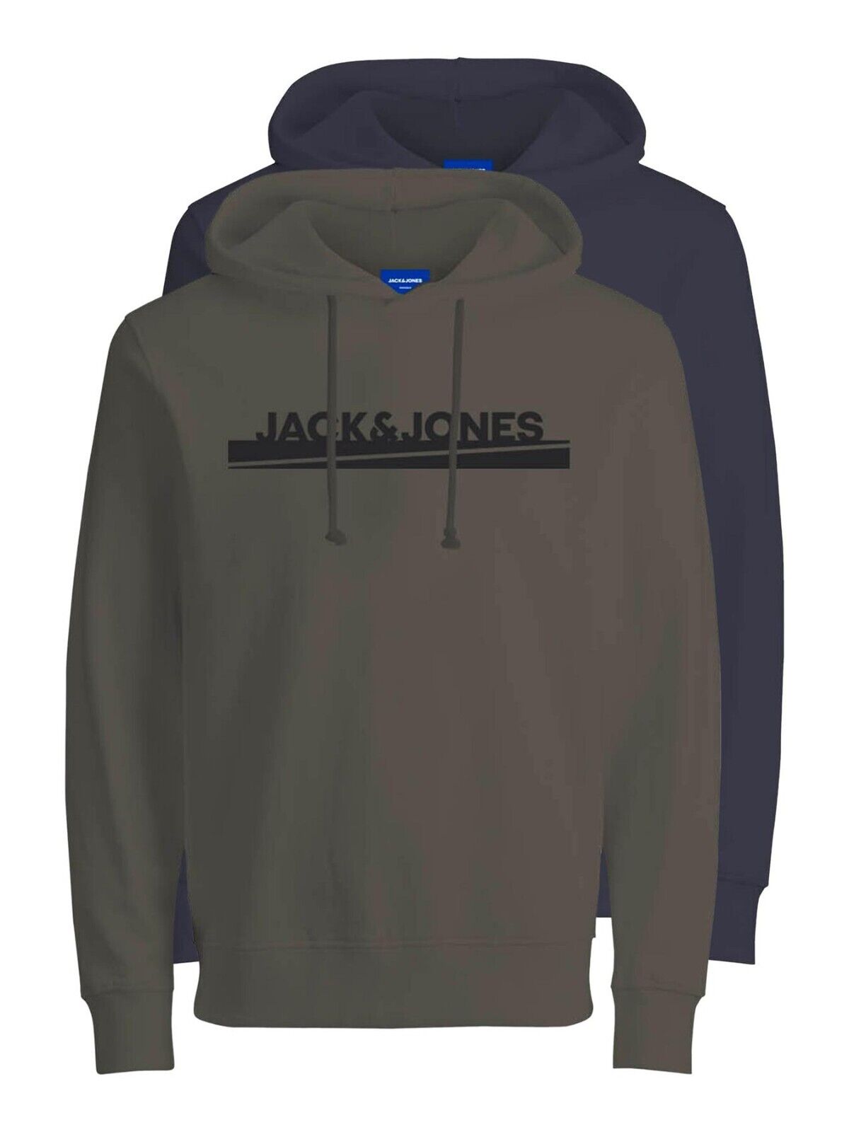 Mens 2 Pack Hoodies Jack & Jones Pullover Long Sleeve Top Warm Sweatshirt S-2XL