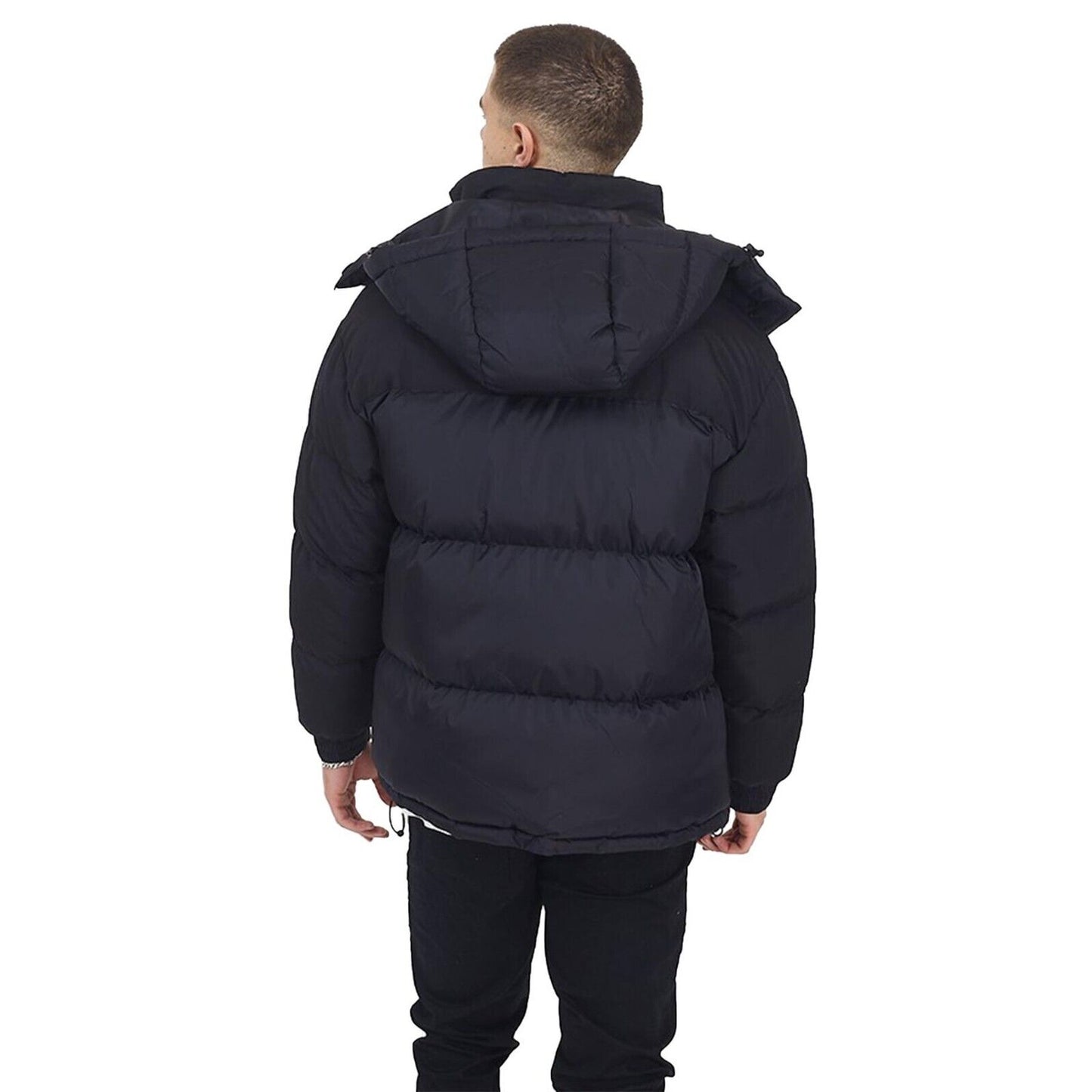 Mens Black Puffer Jacket Full Zip Long Sleeve Winter Padded Coats Men S-XL