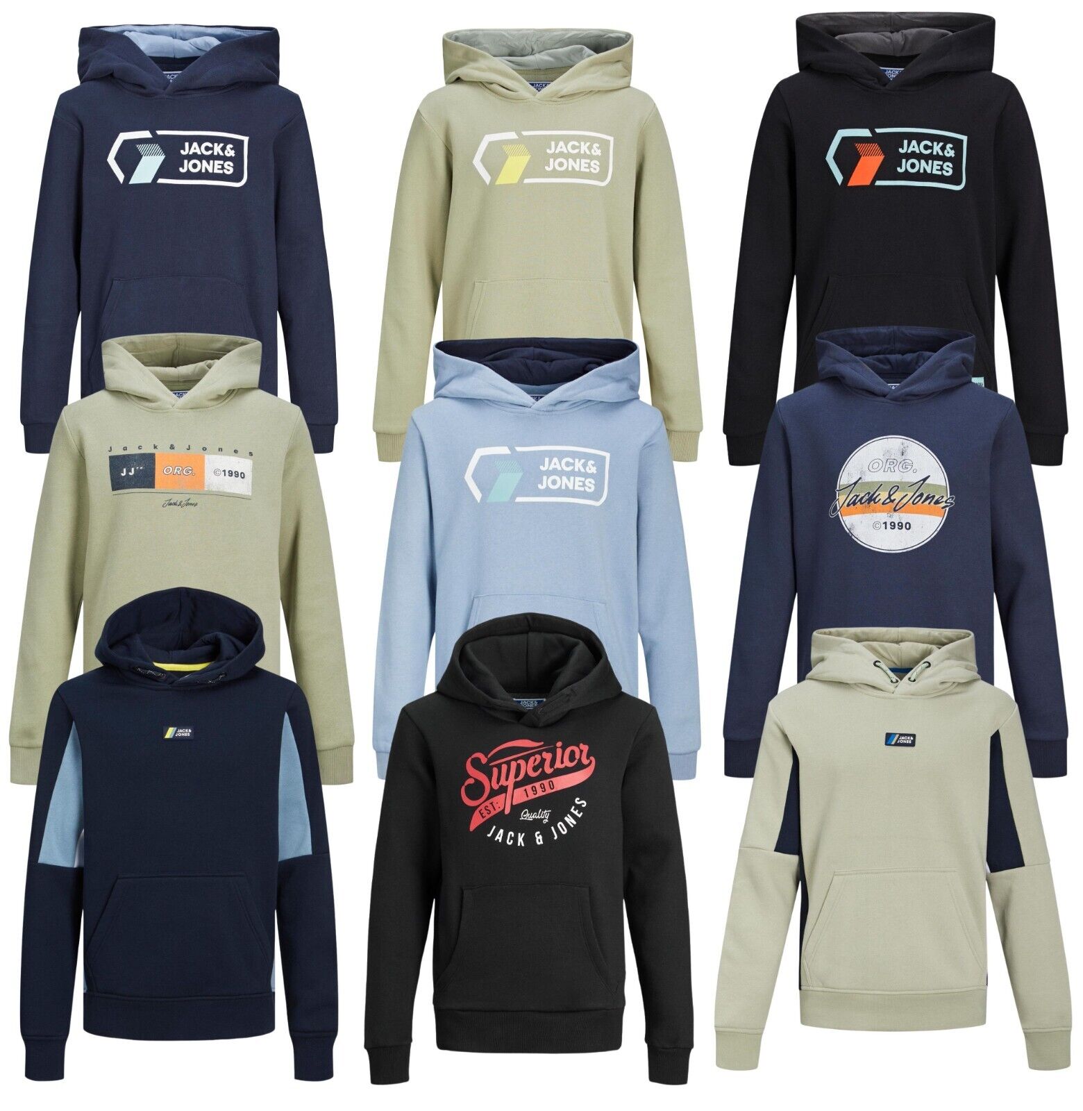 Jack & Jones Kids Boys Pullover Hoodie Logo Printed Warm Winter Hooded Sweat Top