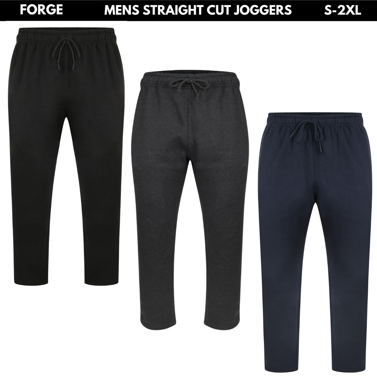 Mens Straight Leg Joggers Regular Fit Trousers Bottom Track Pants Size S-2XL