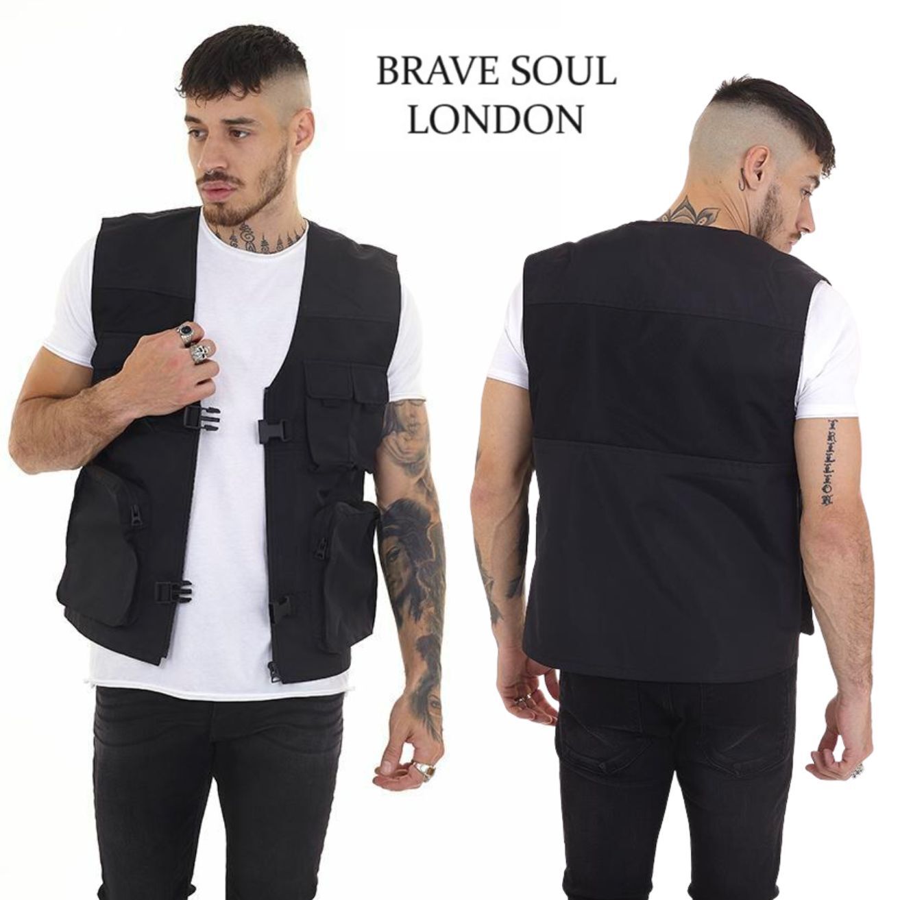 Brave Soul Mens Gilet Zip Up Vest Jacket Regular Fit Sleeveless Bodywarmer S-XL