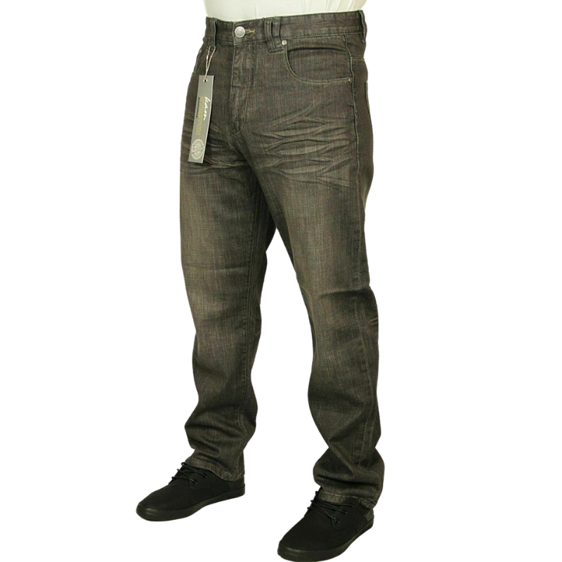 Kam Men's Big and Tall Straight Leg Stretch Jeans: Black Denim Pant Trouser, Sizes 40-58