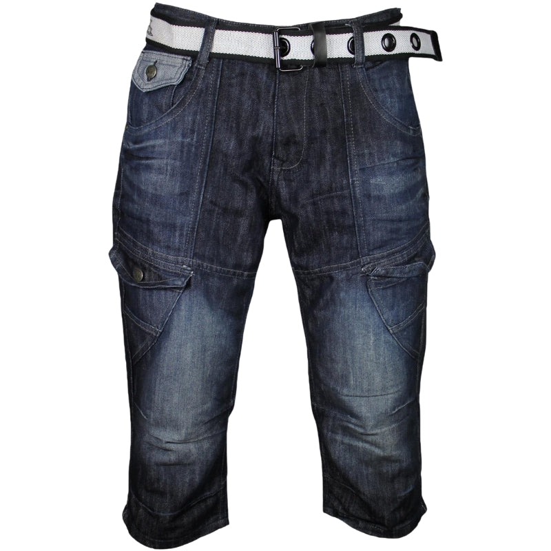 VR2 Denim Men's Plus Size Knee-Length 3/4 Shorts with Free Belt