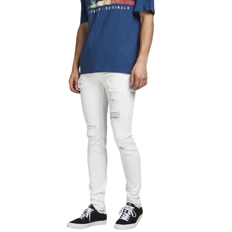 Jack & Jones Liam Men's Skinny Fit Jeans with Ripped Details, Available in Waist Sizes 27W to 36W