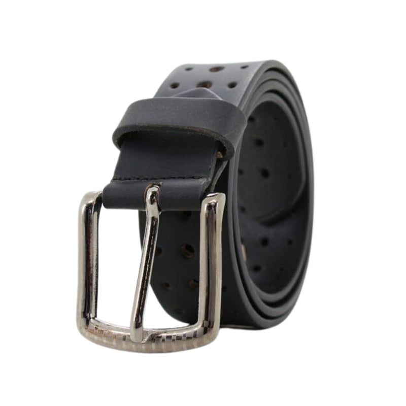 Lucini Men's Genuine Leather Casual Belts with Metal Buckle and Leather Loops