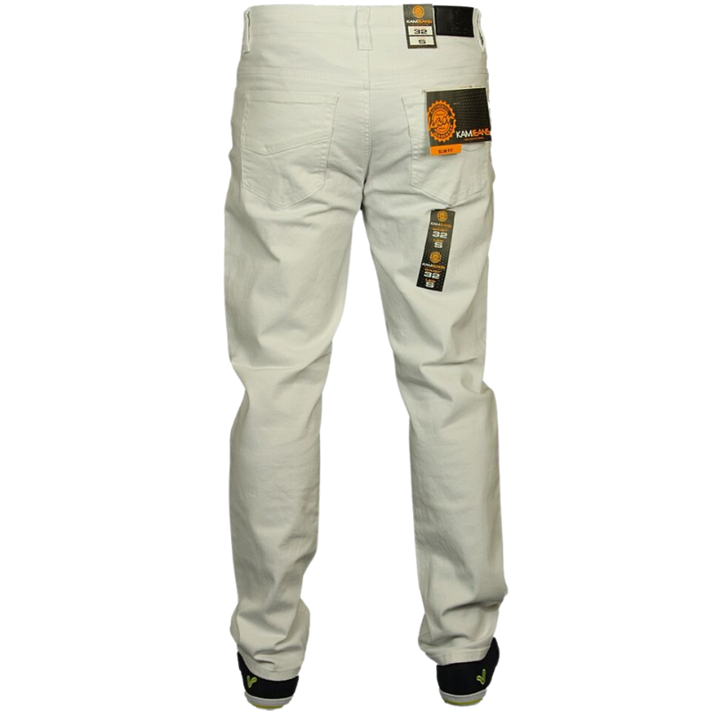 Brand New with Tags: KAM Stretch Chinos Jeans, Straight Leg, Available in 8 Colors - Black, Grey, White, Navy, Ink.