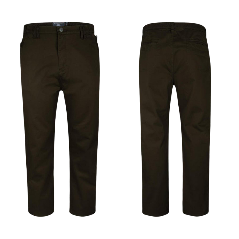Kam Men's Chino Trousers Modern Fit, Zip Fly, Cotton Stretch Casual Pants, Available in Waist Sizes 30W-38W