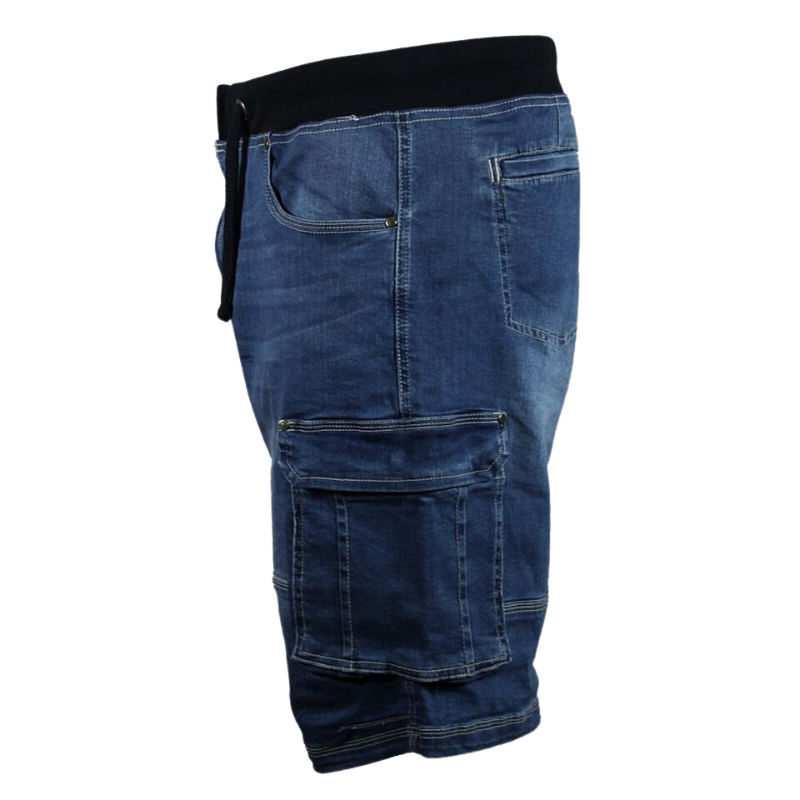 Kam Big Size Men's Casual Summer Denim Cargo Combat Shorts: Elasticated Half Pants