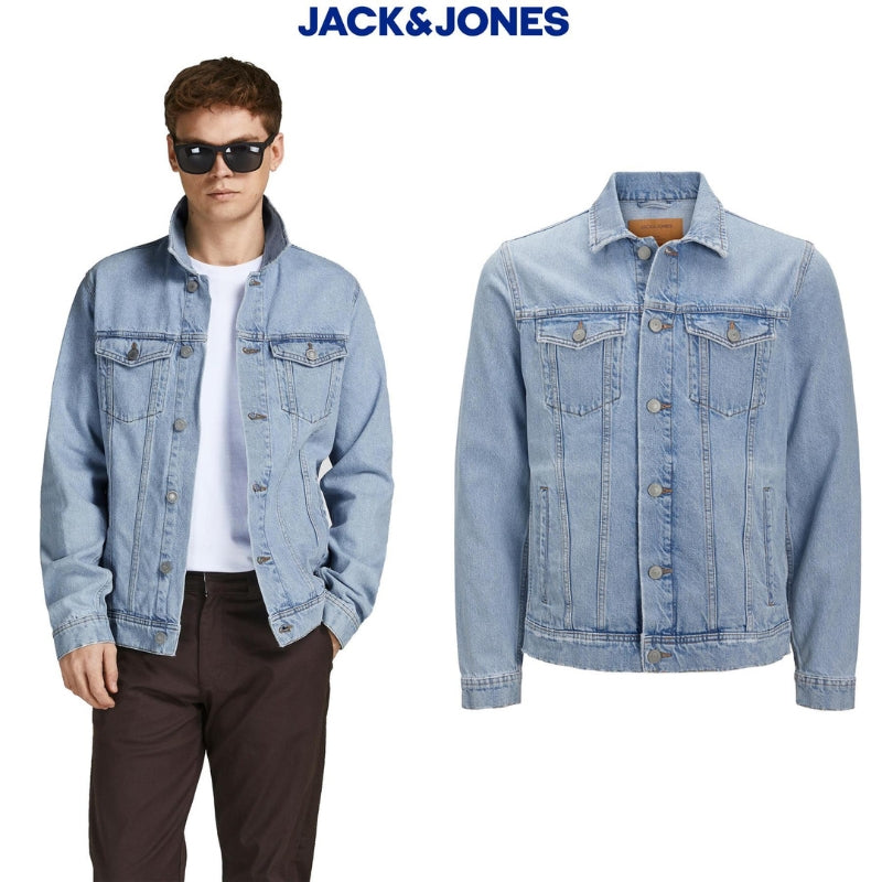 Jack & Jones Denim Jacket Classic Western Designer Trucker with Long Sleeves