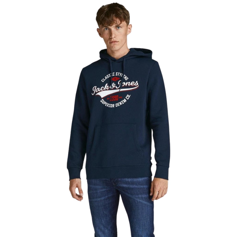 Jack & Jones Men's Sweat Hoodies Pullover Long Sleeve Sweatshirt with Logo Design