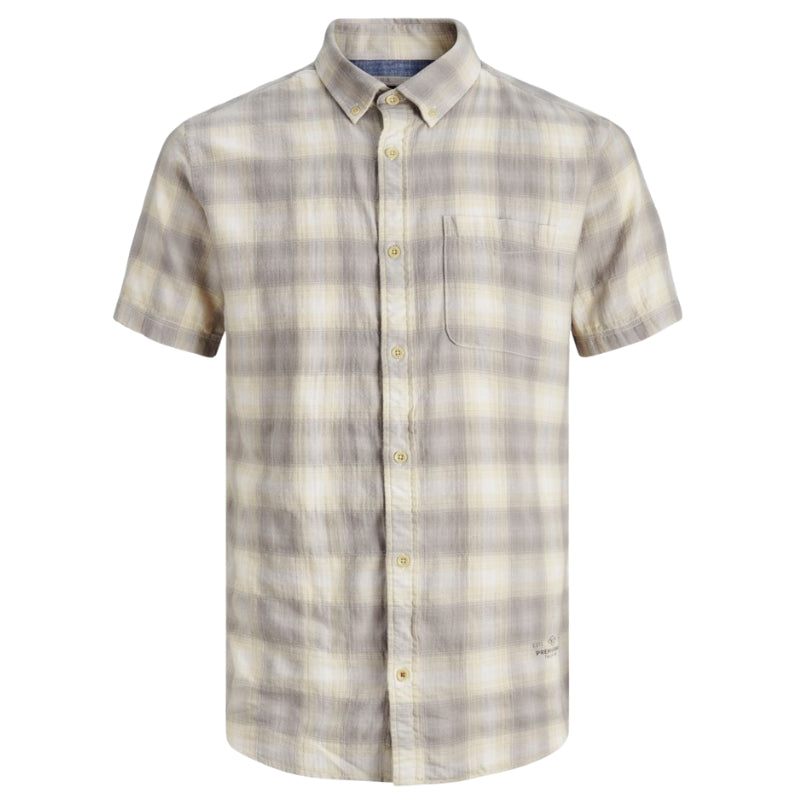 Jack & Jones Men's Slim Fit Short Sleeve Check Shirts Summer Holiday Casual Wear