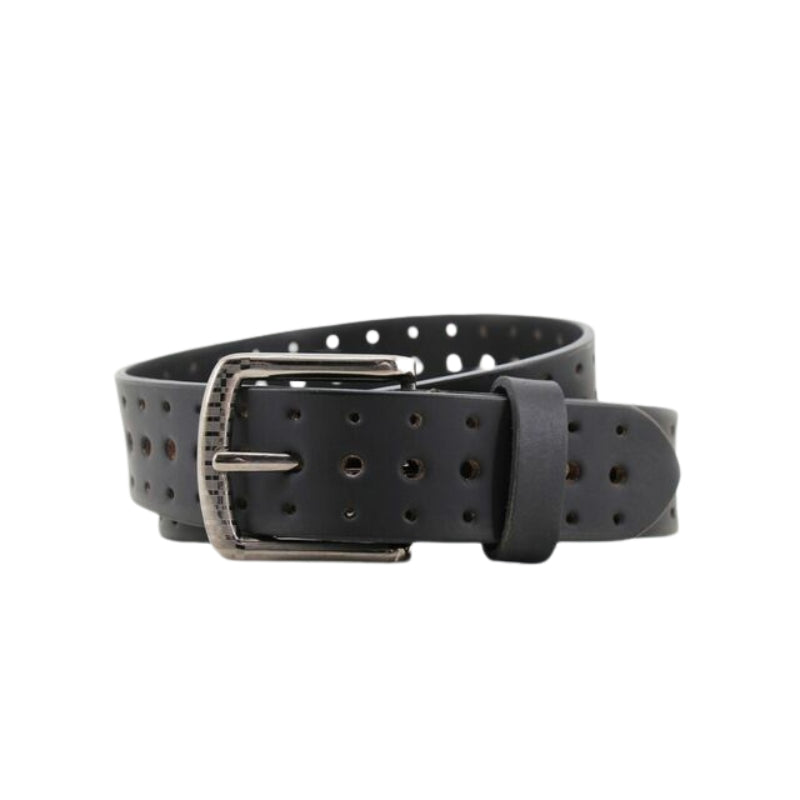 Lucini Men's Genuine Leather Casual Belts with Metal Buckle and Leather Loops