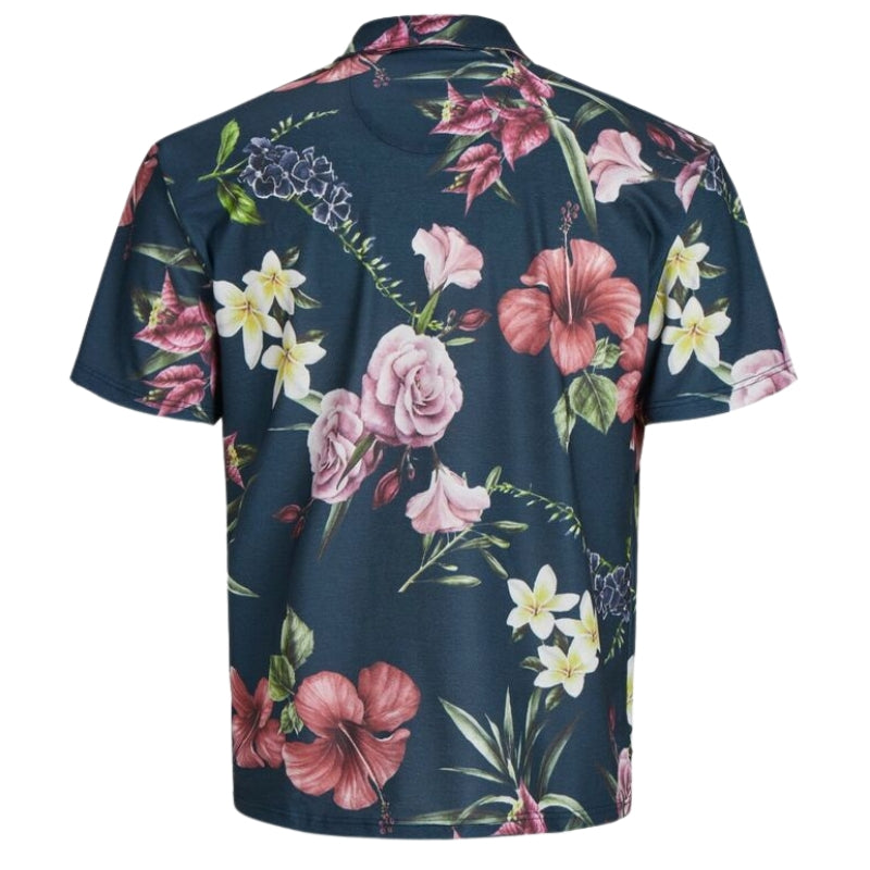 Jack & Jones Lamar Men's Floral Polo Shirts: Short-Sleeved Summer Tee for Beachwear