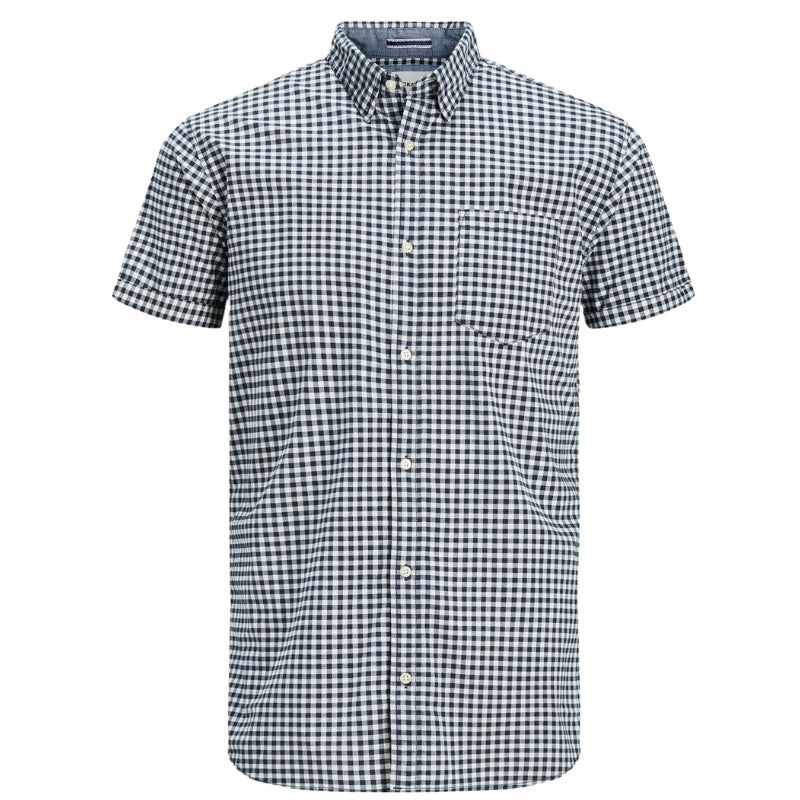 Jack & Jones Men's Slim Fit Short Sleeve Check Shirts Summer Holiday Casual Wear