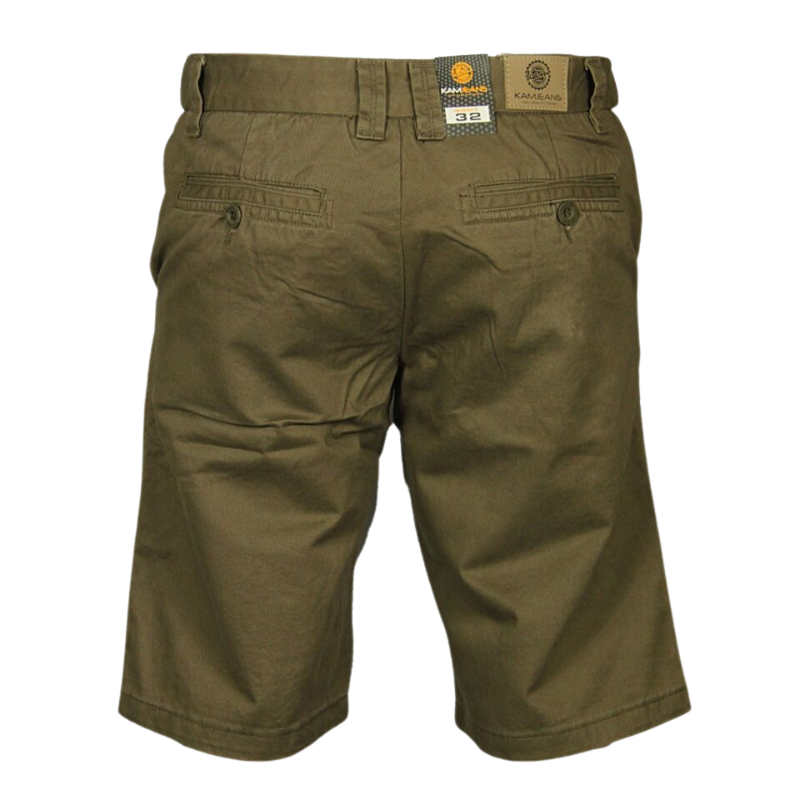 Men's Kam Chino Shorts Expandable Waistband in Black and Taupe Colors, Available in Sizes 30-38