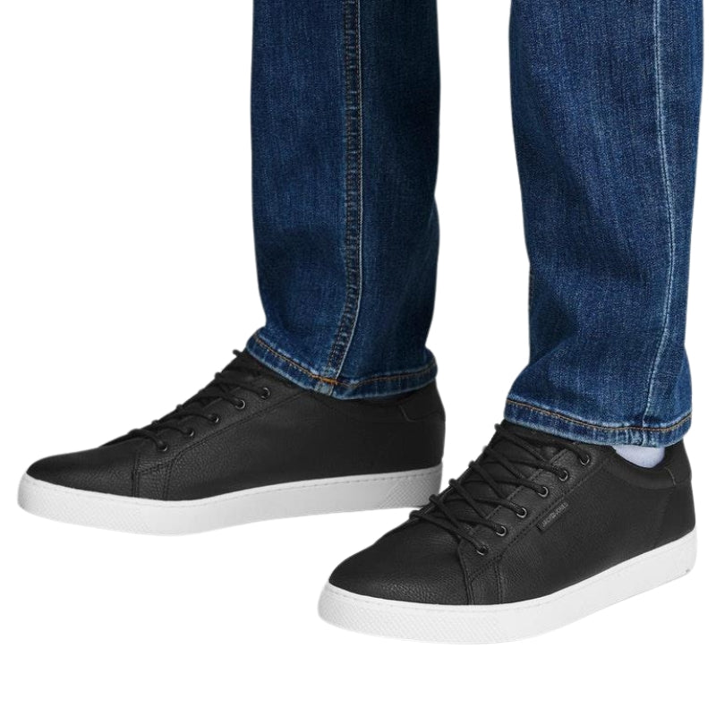 Jack & Jones Boys' Black Lace Up Sneakers: 100% Mesh Canvas Shoes for Kids, UK