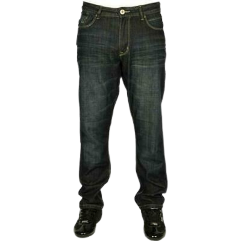 Kam Men's Regular Fit Straight Leg Jeans Faded Casual Smart Denim Pants, Sizes 30-40