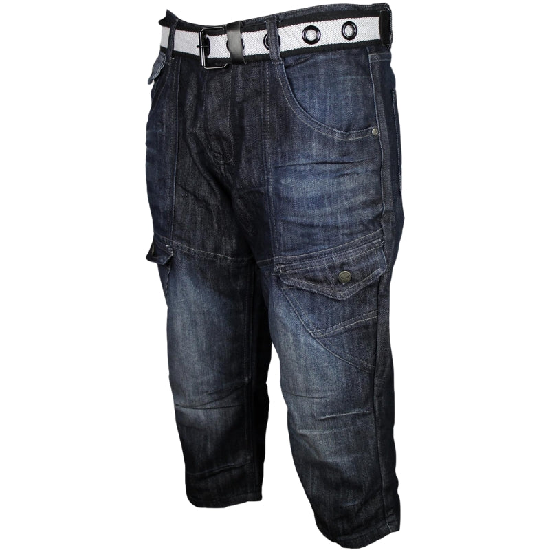 VR2 Denim Men's Plus Size Knee-Length 3/4 Shorts with Free Belt