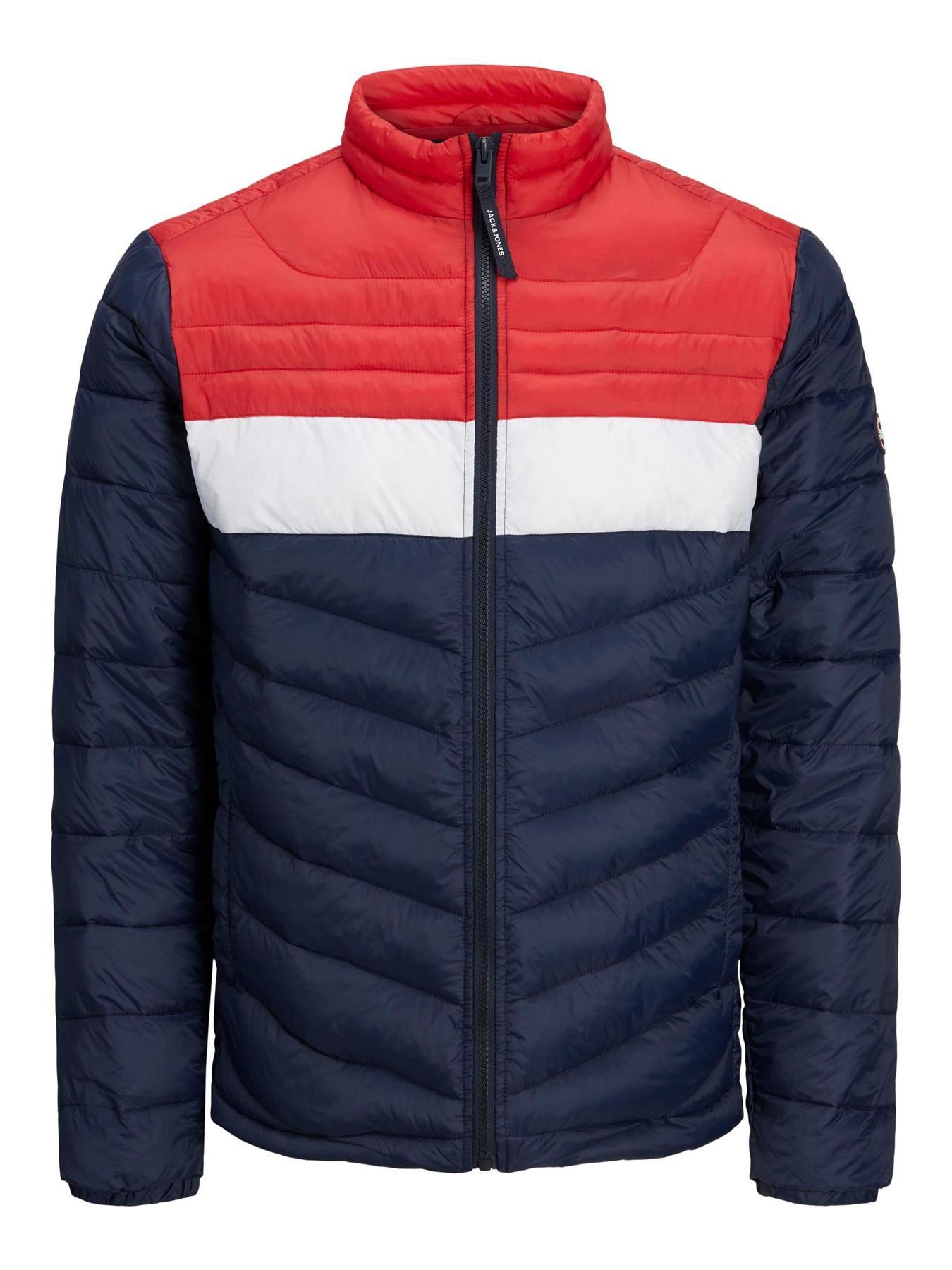 Jack & Jones Mens 'Hero' Collared Jacket in Navy/Red