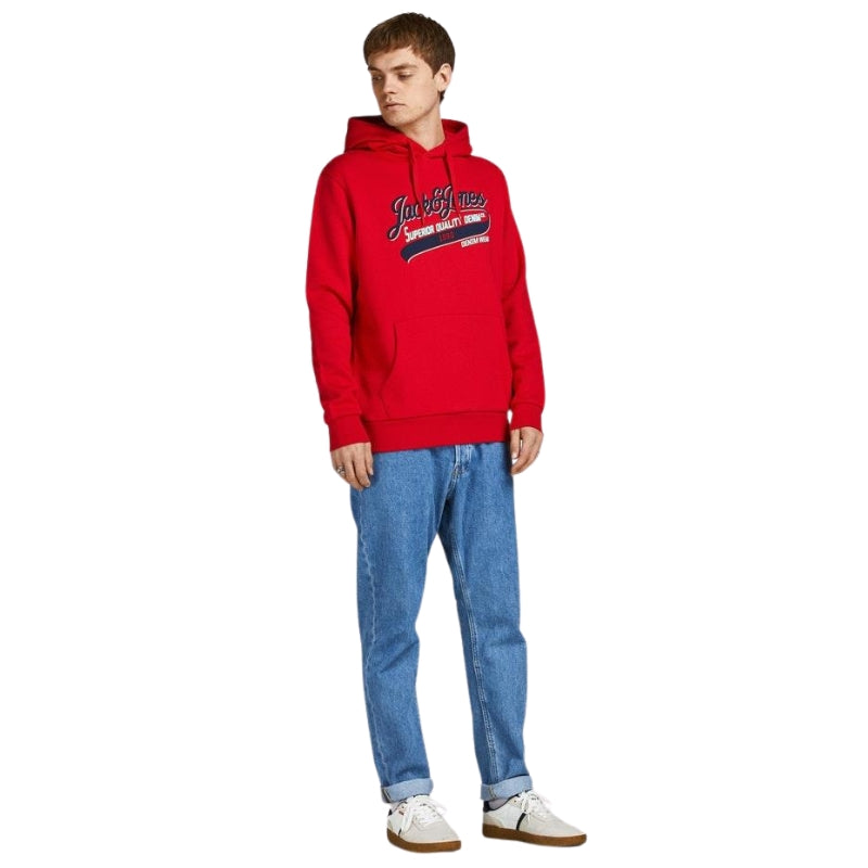 Jack & Jones Men's Sweat Hoodies Pullover Long Sleeve Sweatshirt with Logo Design