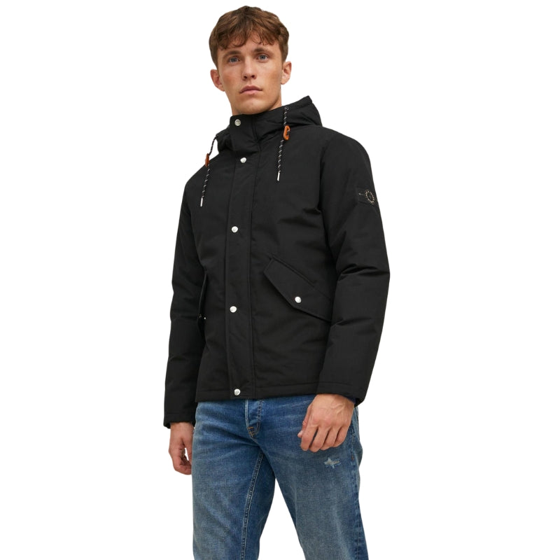 Jack & Jones Men's Warm Outdoor Coat Water Resistant Padded Hooded Parka Jacket