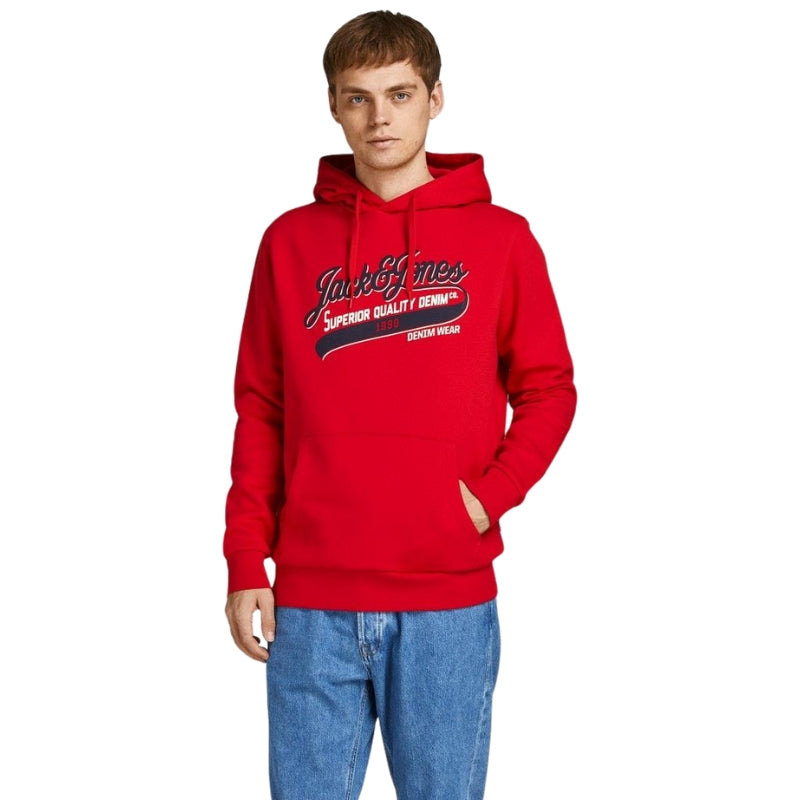 Jack & Jones Men's Sweat Hoodies Pullover Long Sleeve Sweatshirt with Logo Design