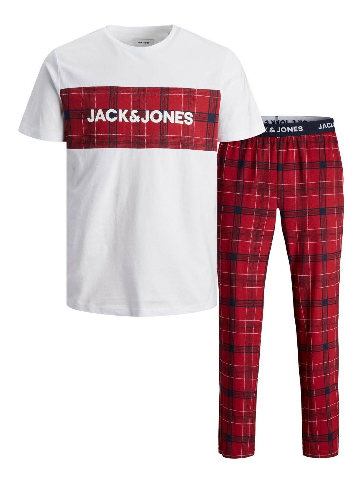 Jack & Jones 'Train' Pyjama Set in Red