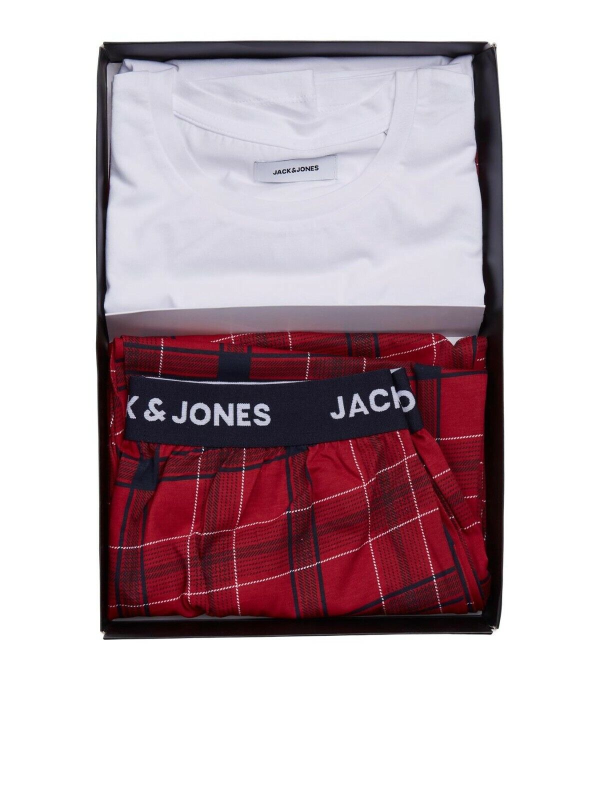 Jack & Jones 'Train' Pyjama Set in Red