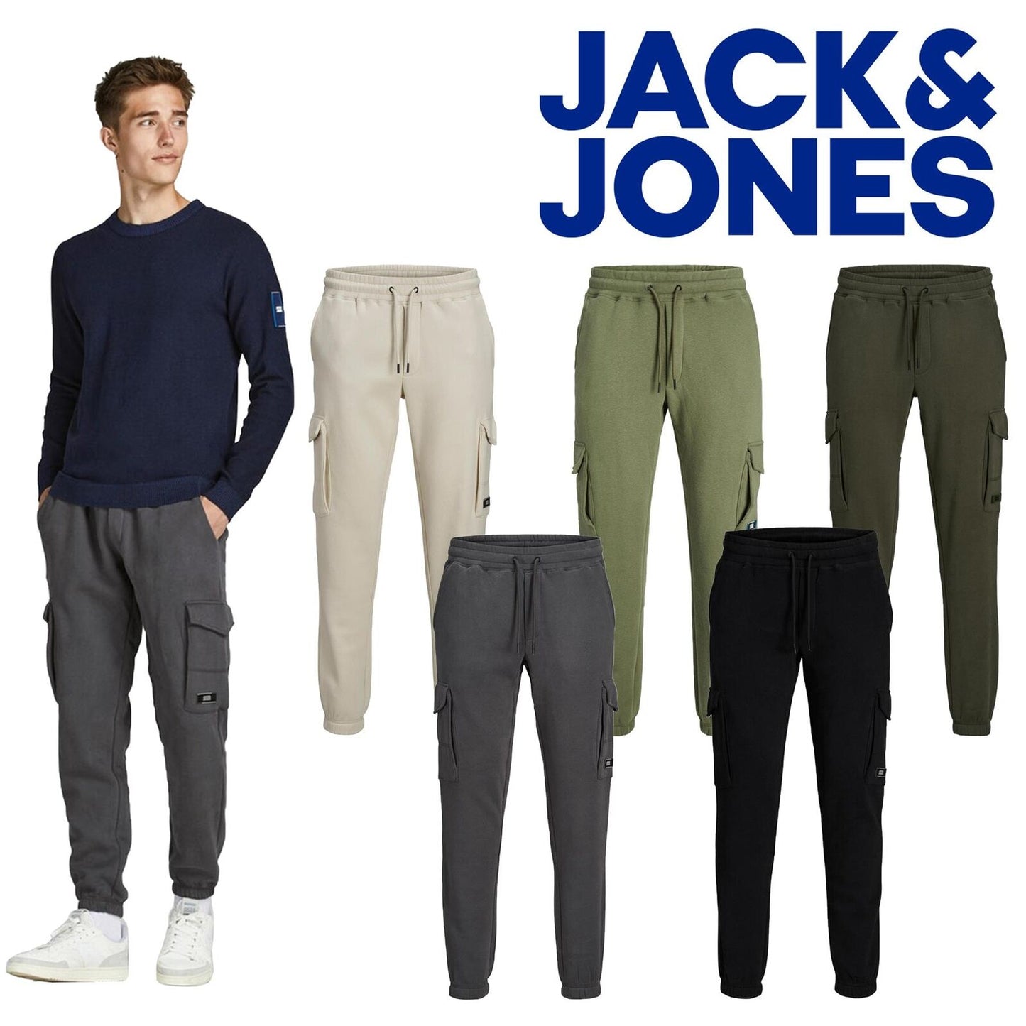 Jack & Jones Mens Joggers Normal Rise Track Pants Comfort Fit Sweatpants XS- 2XL